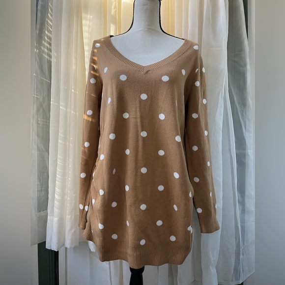 Old Navy Tan Polka Dot Sweater Dress - Picture 2 of 10